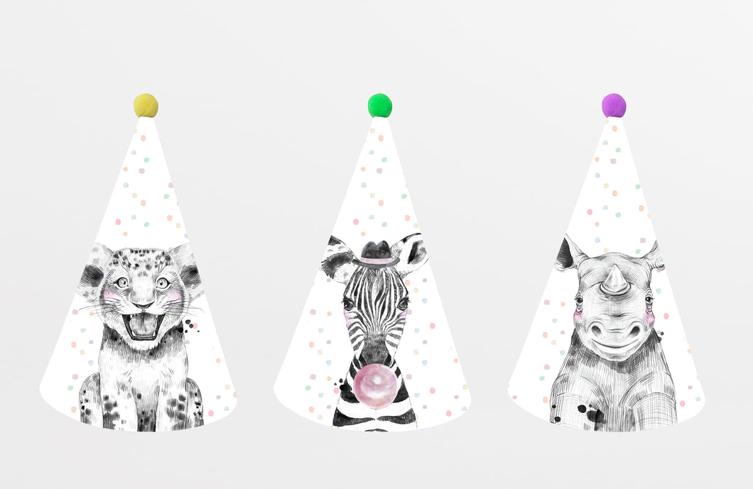 Animal Theme Party Hats (sets of 25)